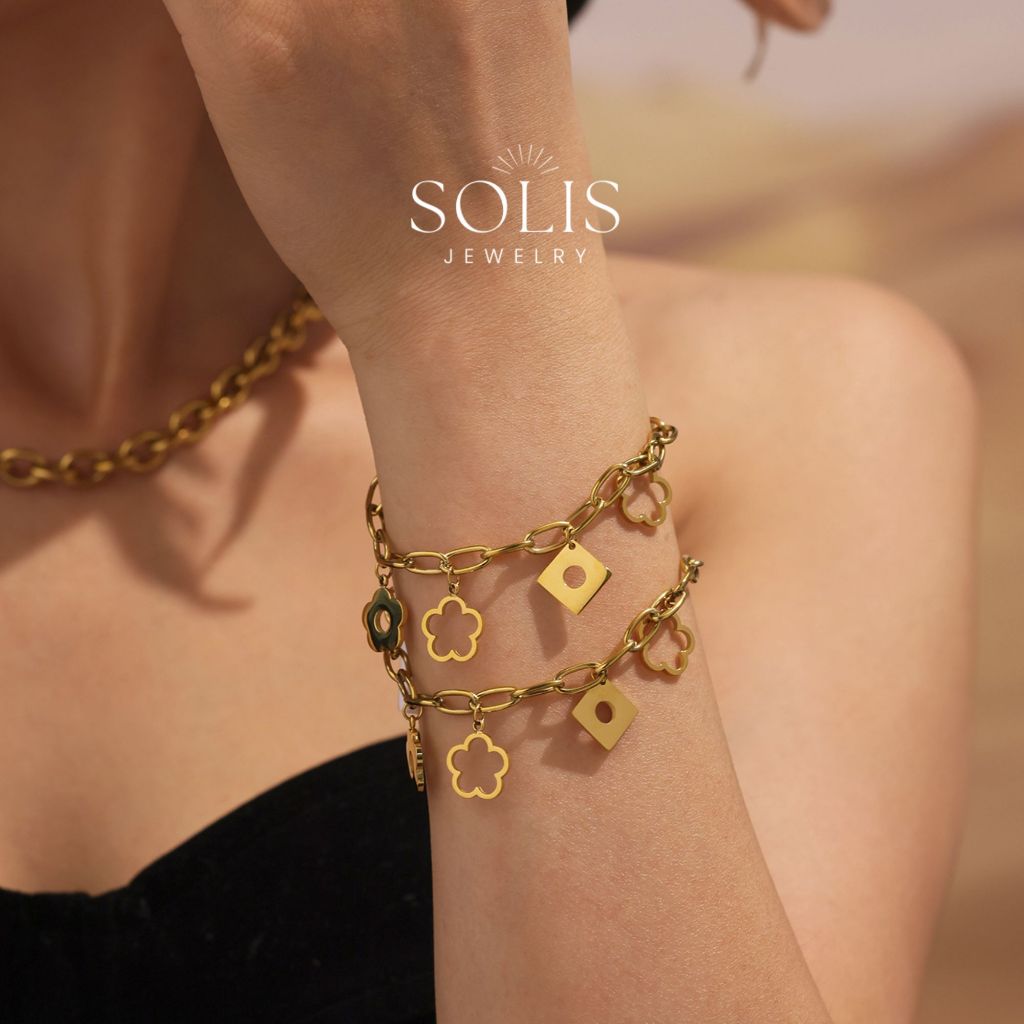 สร้อยข้อมือโซ่จี้ดอกไม้ Clover สแตนเลส กันน้ำ Non-Tarnish เครื่องประดับแฟชั่น