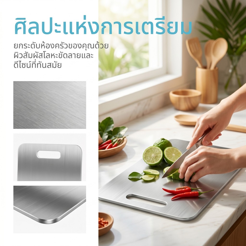 ((ประเทศไทยพร้อมสต็อก) TRAVELCUL เขียงสแตนเลสเกรดอาหารขนาดต่างๆ Available Easy Storage More สะดวก Food Safer