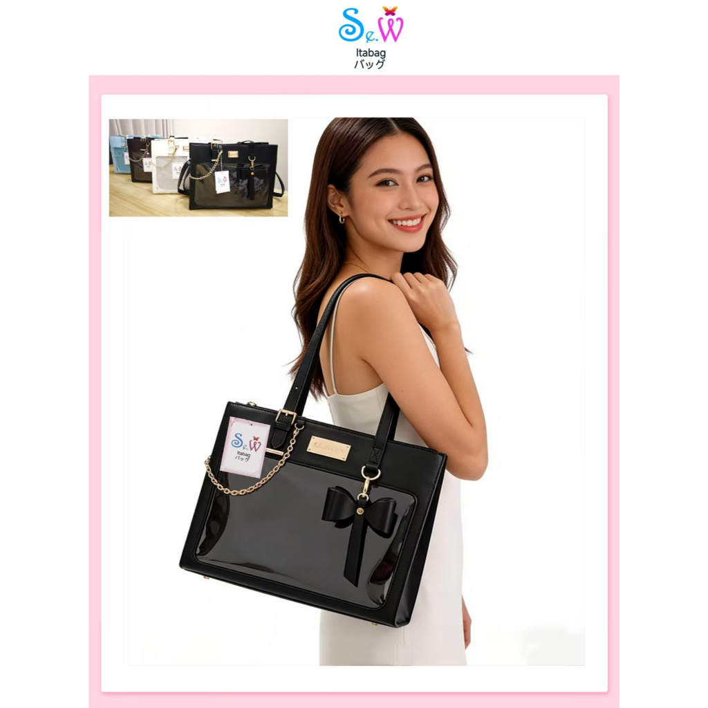 [พร้อมที่จะจัดส่ง] [ขายใหญ่] Se.W Itabag กระเป๋าสตรีน้ำหนักเบา กระเป๋าคอนเซอร์ตความจุขนาดใหญ่ กระเป๋าตุ๊กตากระเป๋าใส