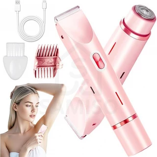 2-in-1 บิกินี่ไฟฟ้า Trimmer สําหรับผู้หญิงผู้ชายไม่เจ็บปวดผม Clipper เครื่องโกนหนวดสําหรับ Pubic Intimate Area Body ขา Underarm Face ใบมีดเซรามิคกันน้ําเปียกแห้งแบบชาร์จไฟได้ Grooming Kit