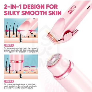 2-in-1 บิกินี่ไฟฟ้า Trimmer สําหรับผู้หญิงผู้ชายไม่เจ็บปวดผม Clipper เครื่องโกนหนวดสําหรับ Pubic Intimate Area Body ขา Underarm Face ใบมีดเซรามิคกันน้ําเปียกแห้งแบบชาร์จไฟได้ Grooming Kit