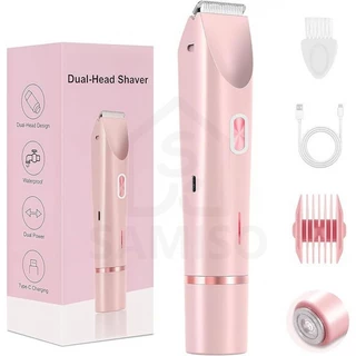 2-in-1 บิกินี่ไฟฟ้า Trimmer สําหรับผู้หญิงผู้ชายไม่เจ็บปวดผม Clipper เครื่องโกนหนวดสําหรับ Pubic Intimate Area Body ขา Underarm Face ใบมีดเซรามิคกันน้ําเปียกแห้งแบบชาร์จไฟได้ Grooming Kit