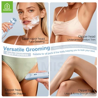 2-in-1 บิกินี่ไฟฟ้า Trimmer สําหรับผู้หญิงผู้ชายไม่เจ็บปวดผม Clipper เครื่องโกนหนวดสําหรับ Pubic Intimate Area Body ขา Underarm Face ใบมีดเซรามิคกันน้ําเปียกแห้งแบบชาร์จไฟได้ Grooming Kit