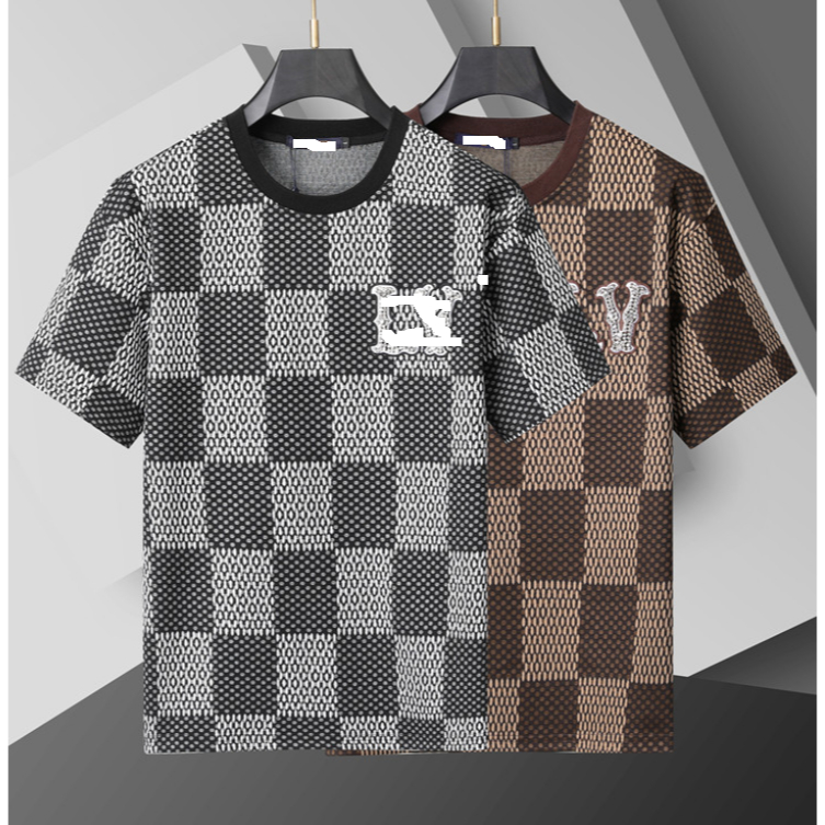 New_LV เสื้อยืดผ้าฝ้ายลูกเรือสำหรับผู้ชาย ไซส์ S-XXXL