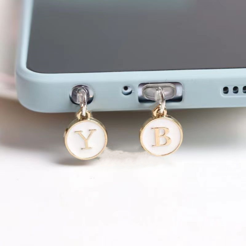 รูปตัวอักษร น่ารัก จุกเสียบกันฝุ่น ที่ห้อยโทรศัพท์ ไอโฟน iphone type c android ที่กันฝุ่นลําโพง