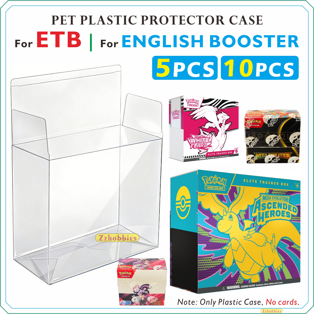 5 ชิ้น / 10 ชิ้น ETB & Booster Pokemon กล่องพลาสติกใสกล่องเทรนเนอร์ Elite Trainer Display Case กล่อง