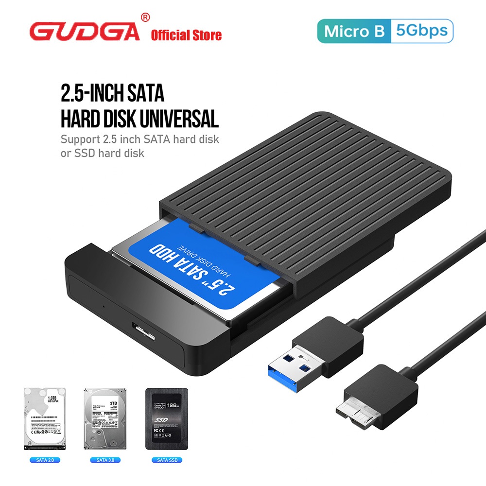 GUDGA 2.5 นิ้ว SSD กรณีภายนอก hd กรณีฮาร์ดไดรฟ์ SATA เป็น USB Hard Disk ภายนอก USB3.0 กล่องมือถือสําหรับ 7 มม./9.5 มม.SSD Disk