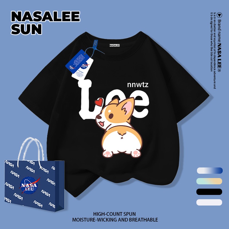 【จัดส่งวันเดียวกัน】เสื้อทีเชิ้ต NASA เด็กชายหญิงลายคอร์กี้ น่ารักเกินร้อย! คัดสรรผ้าฝ้ายคุณภาพสูง นุ่มสบาย ระบายอากาศดี ซับเหง้าได้เยี่ยม ใส่ได้ทุกโอกาส ทั้งไปโรงเรียน เที่ยว หรืออยู่บ้าน เหมาะสำหรับเด็กทุกวัย