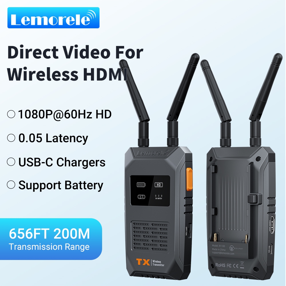 Lemorele R1100 Wireless HDMI Transmitter  receiver HDMI 1080p 60HZ ปลั๊กแอนด์เพลย์ 200 เมตร