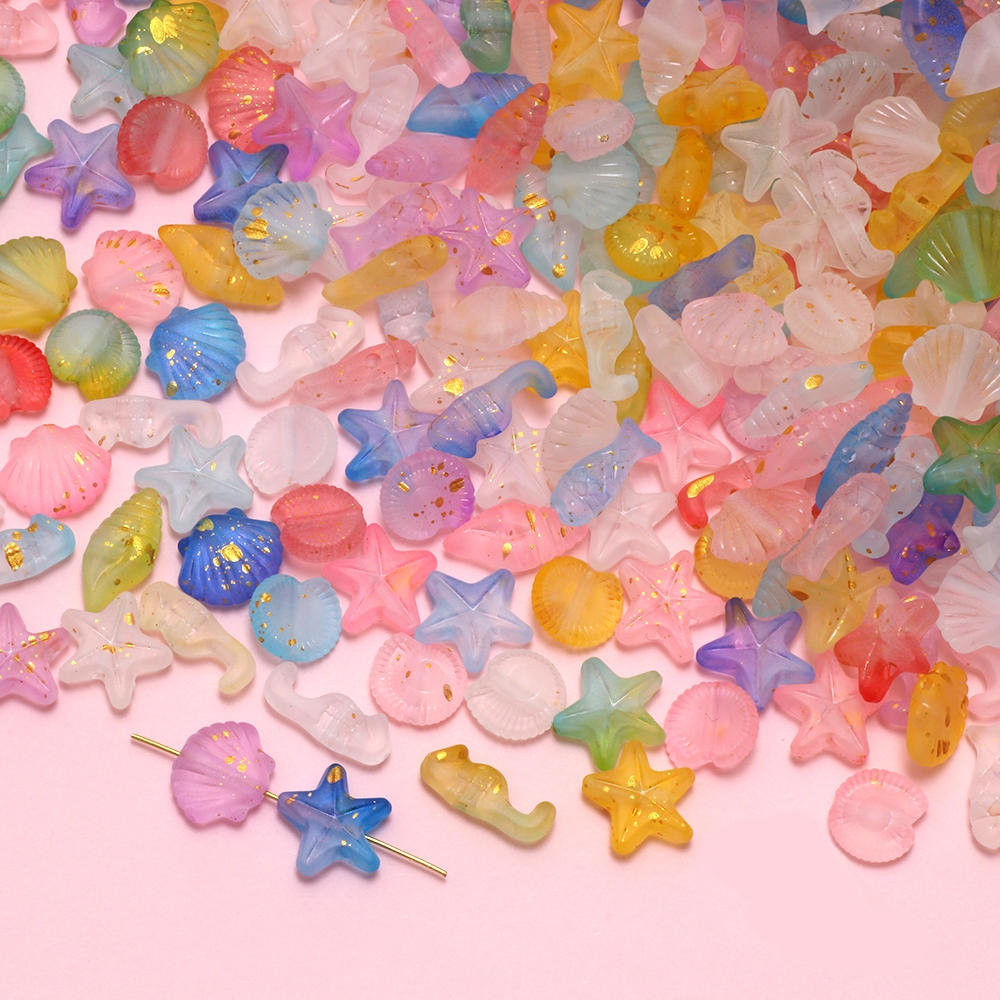 ชุดลูกปัดสไตล์ทะเล 50 ชิ้น พร้อมวัสดุทำเครื่องประดับสำหรับเด็ก DIY