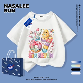 【จัดส่งจากกรุงเทพฯ】เสื้อทีเชิ้ตเด็ก NASA ลายโดนัทและอาหาร ดีไซน์เลข 67 สุดเก๋ คุณภาพสูง ผ้าฝ้าย ระบายอากาศดี สบายใส่ ถูกใจสายถ่ายรูป ขึ้นกล้องแน่นอน เหมาะสำหรับทุกวัย