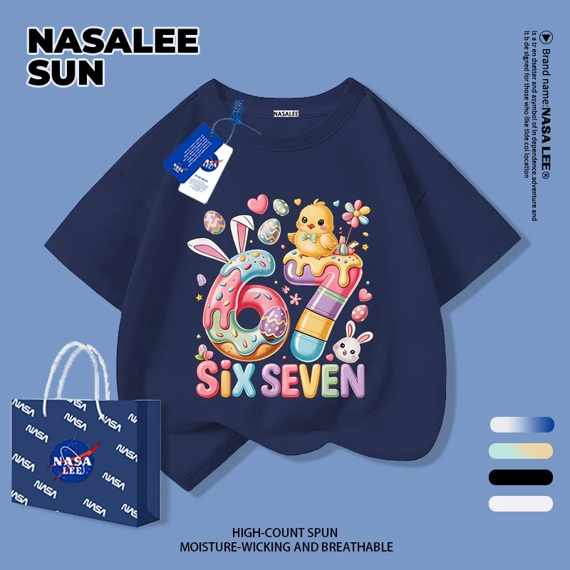 【จัดส่งจากกรุงเทพฯ】เสื้อทีเชิ้ตเด็ก NASA ลายโดนัทและอาหาร ดีไซน์เลข 67 สุดเก๋ คุณภาพสูง ผ้าฝ้าย ระบายอากาศดี สบายใส่ ถูกใจสายถ่ายรูป ขึ้นกล้องแน่นอน เหมาะสำหรับทุกวัย