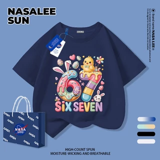 【จัดส่งจากกรุงเทพฯ】เสื้อทีเชิ้ตเด็ก NASA ลายโดนัทและอาหาร ดีไซน์เลข 67 สุดเก๋ คุณภาพสูง ผ้าฝ้าย ระบายอากาศดี สบายใส่ ถูกใจสายถ่ายรูป ขึ้นกล้องแน่นอน เหมาะสำหรับทุกวัย
