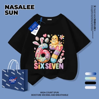 【จัดส่งจากกรุงเทพฯ】เสื้อทีเชิ้ตเด็ก NASA ลายโดนัทและอาหาร ดีไซน์เลข 67 สุดเก๋ คุณภาพสูง ผ้าฝ้าย ระบายอากาศดี สบายใส่ ถูกใจสายถ่ายรูป ขึ้นกล้องแน่นอน เหมาะสำหรับทุกวัย
