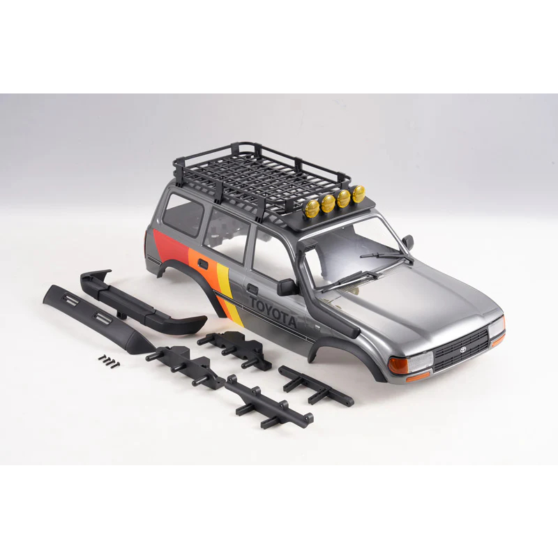 Fms FCX10 TOYOTA LC80 ชุดตัวถังรถยนต์ทาสี (สีเทา) สําหรับ 1/10 LC80, อุปกรณ์เสริม RC