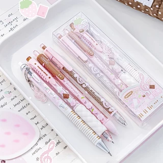 สตรอเบอร์รี่ช็อกโกแลตเจลปากกา 4 ชิ้นน่ารักปากกา Ballpen ชุด 0.5 มิลลิเมตรแห้งเร็วหมึกสีดําปากกาหดสําหรับโรงเรียนเขียนเครื่องเขียน