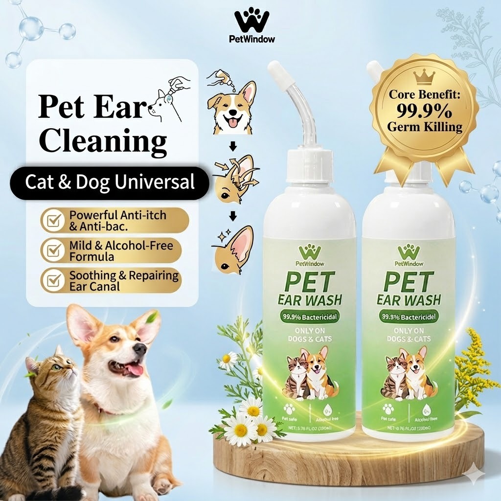 หน้าต่างสัตว์เลี้ยง®Pet Ear Cleanser ขจัดขี้หู ลดกลิ่น ให้ความชุ่มชื้น ทําความสะอาดผ่อนคลาย (150ml)