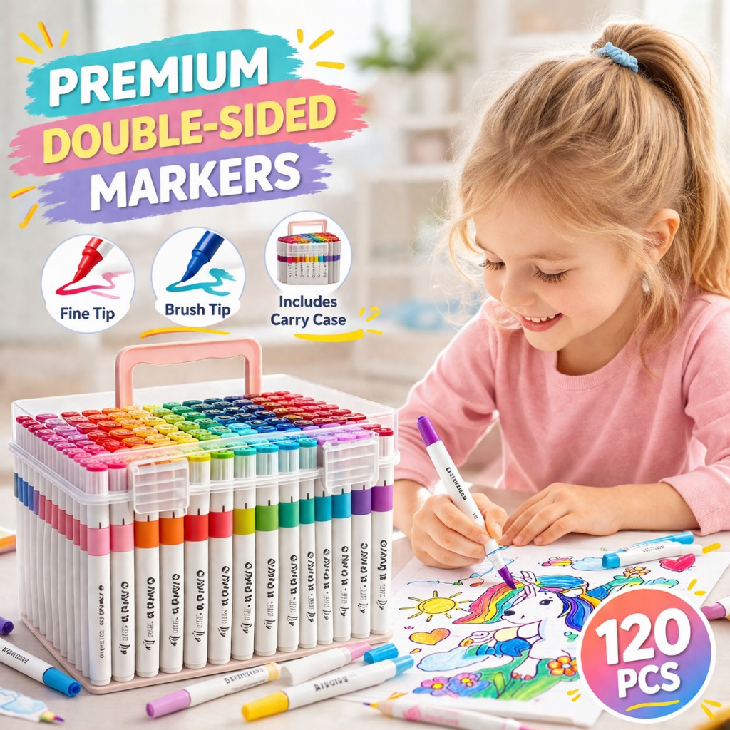 AIYIN ชุดสีอะคริลิก 120 ชิ้น สีวาดภาพกันน้ำ ชุดอุปกรณ์ศิลปะเด็ก สีอะคริลิก ปากกาสี ชุดวาดรูปครบชุด ของเล่นเสริมพัฒนาการเด็ก