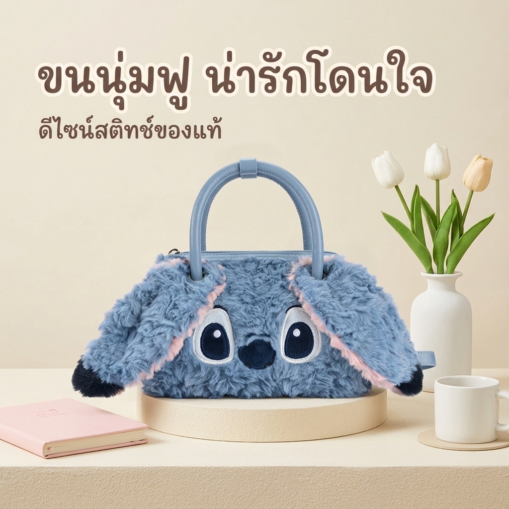 [Aria] Disney ของแท้ Judy Stitch ตุ๊กตา Eeyore และ Pluto ในกระเป๋าสะพายข้าง