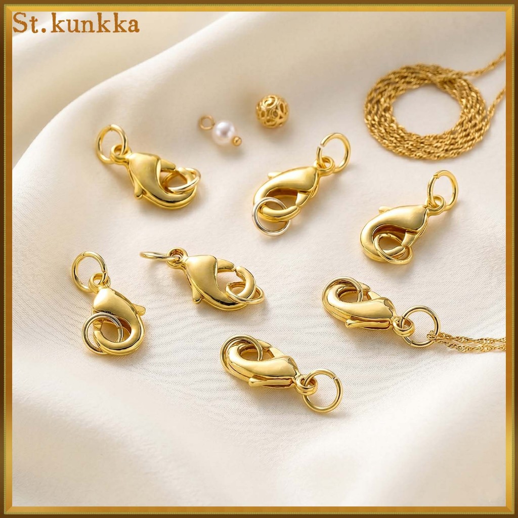 St.kunkka 18k การยึดสีทองแท้เข็มกลัดกุ้งก้ามกรามไม่จางหายตะขอกรงเล็บสําหรับเชื่อมต่อสร้อยข้อมือสร้อยคอ