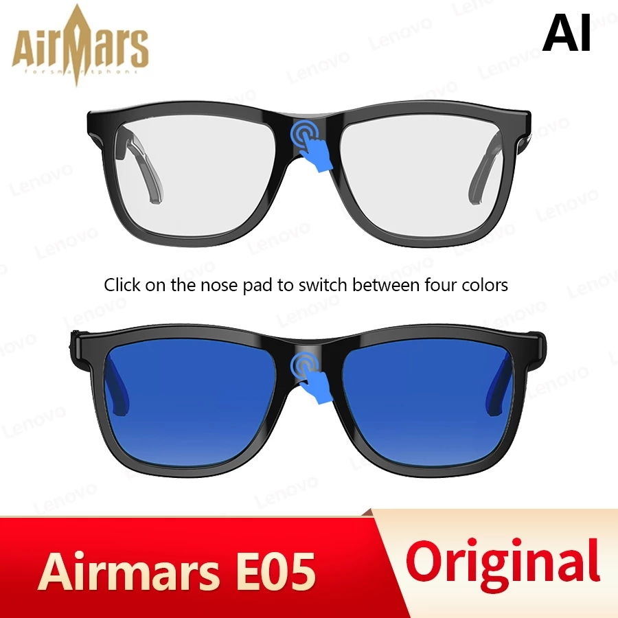 Airmars E05 แว่นตาอัจฉริยะ หูฟังบลูทูธ5.4 AI Real-Time นักแปล เสียงดี HD Calls เปลี่ยนสีสัมผัส