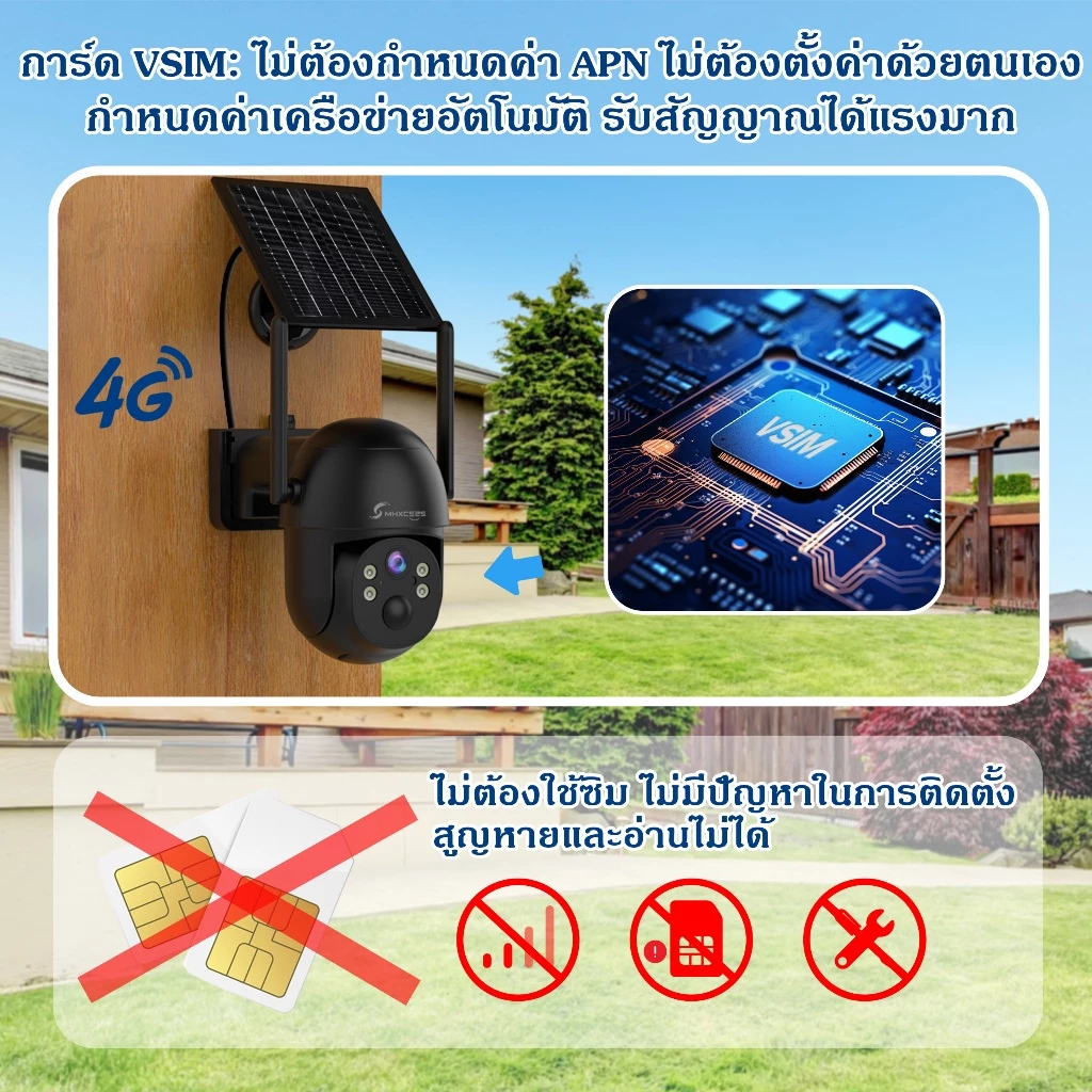 MHXCEES กล้องวงจรปิด Solar 4G[อินเทอร์เน็ตฟรี 99 ปี]กล้องวงจรปิดไร้สาย 2K 360 องศา (ซิมในตัว) Tuya thumbnail 10