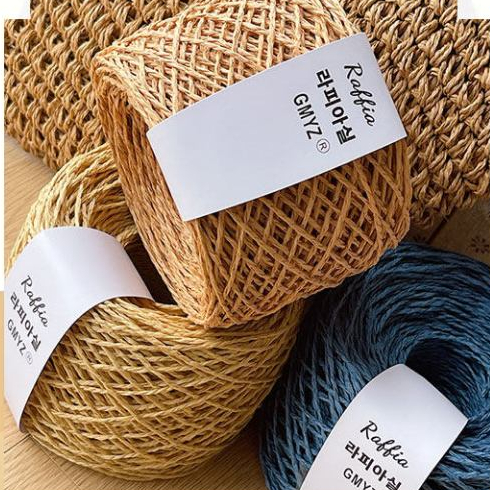 80g Fluffy Natural Double-Strand Raffia Thread Hook ด้ายพิเศษสําหรับหมวกฤดูร้อน Cool หมวกถักตะขอกระดาษห่อด้ายฟาง
