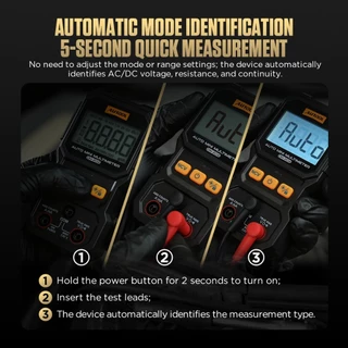AUTOOL DM202 มัลติมิเตอร์ดิจิตอลอัจฉริยะ ขนาดพกพา 4000 Counts True RMS วัดไฟ AC/DC ตรวจจับไฟแบบไม่สัมผัส (NCV) ออโต้เรนจ์ วัดโวลต์ ความต้านทาน เช็คสายไฟ ต่อเนื่อง