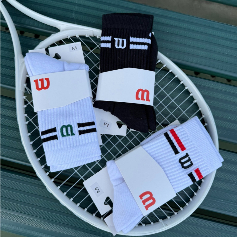 Wilson Mid-Tube ถุงเท้าเทนนิสระบายอากาศดี ออกแบบแฟชั่นสวมใส่ง่าย