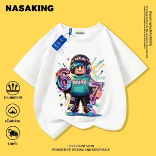 NASA เสื้อยืดแขนสั้นสำหรับเด็ก ลาย Roblox สุดเจิดจ้า เนื้อผ้าฝ้าย นุ่มสบาย