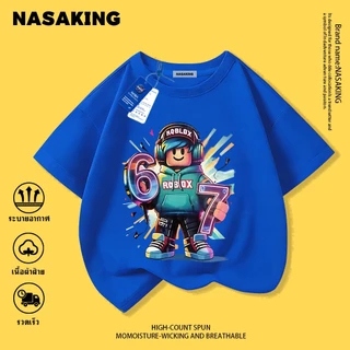 NASA เสื้อยืดแขนสั้นสำหรับเด็ก ลาย Roblox สุดเจิดจ้า เนื้อผ้าฝ้าย นุ่มสบาย