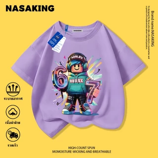 NASA เสื้อยืดแขนสั้นสำหรับเด็ก ลาย Roblox สุดเจิดจ้า เนื้อผ้าฝ้าย นุ่มสบาย
