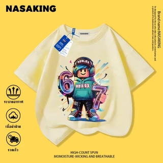 NASA เสื้อยืดแขนสั้นสำหรับเด็ก ลาย Roblox สุดเจิดจ้า เนื้อผ้าฝ้าย นุ่มสบาย
