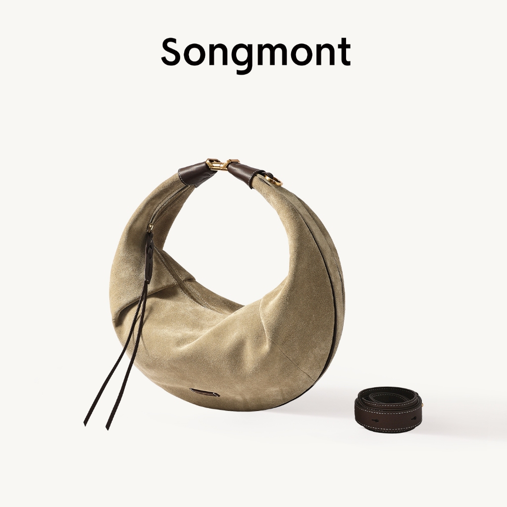 Songmont Large Luna Hobo Bag Women HandBags หนังวัวหนังนิ่ม