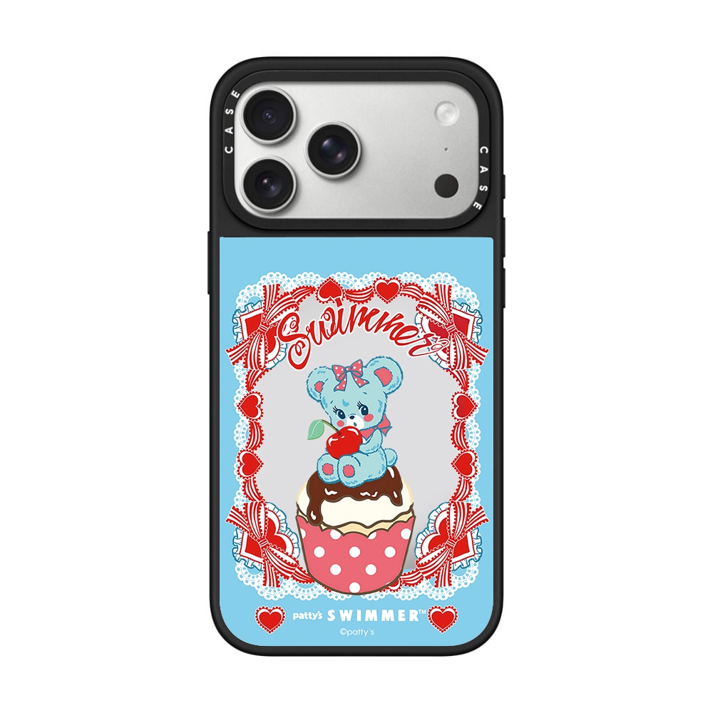 พายหมีการ์ตูนกระจกเคสโทรศัพท์แม่เหล็ก,กระจกกรอบสีดําแม่เหล็กเคสป้องกันโทรศัพท์ เหมาะสําหรับ ไอโฟน17, 16, 15, 14, 13, 12มือโปร/โปรแม็กซ์,บวก,อา