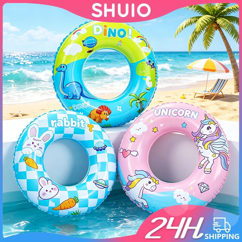 SHUIO แหวนว่ายน้ำน่ารัก การ์ตูน Life Buoy พองสำหรับว่ายน้ำ