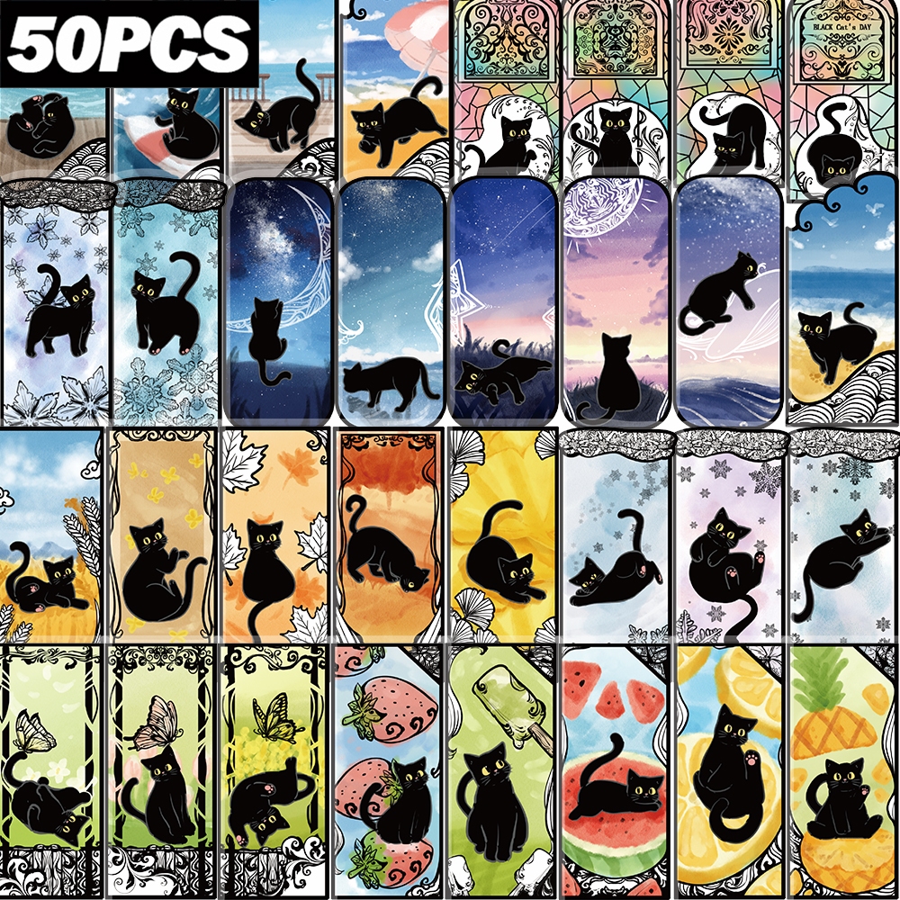 50ชิ้นแมวน่ารักการ์ตูนสัตว์เลี้ยงวัสดุสติ๊กเกอร์กราฟฟิตีสําหรับตกแต่ง ทําเอง เหมาะสําหรับแล็ปท็อปถ้วยกีตาร์สมุดวางแผนและสติกเกอร์กันน้ํา