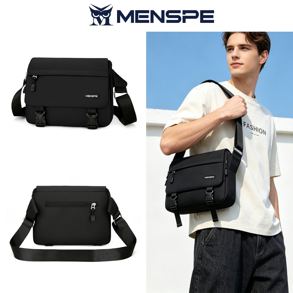 MENSPE กระเป๋าสลิงชายกันน้ำ กระเป๋าครอสบอดี้จุใจ ดีไซน์ลำลอง สไตล์สปอร์ตสตรีท ใส่ของได้เยอะ เหมาะเด็กนักเรียนวัยรุ่น