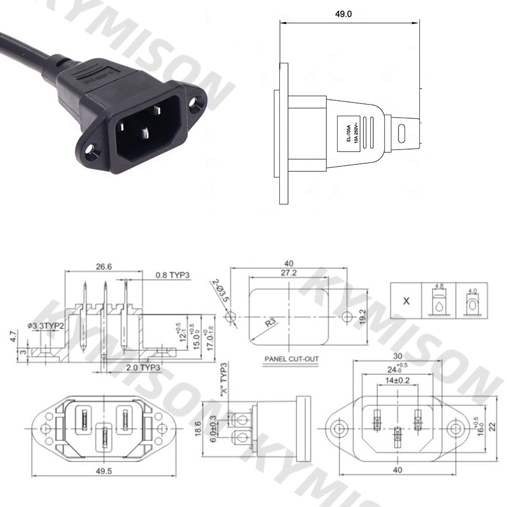 C14 สายเคเบิลต่อขยายพาวเวอร์ เป็น C13 มุมขวา ซ้าย ขวา IEC320 PDU UPS AC 10A 250V 25 ซม. 60 ซม. ราคา ถูกที่สุด ดีลบีเคเค แกลเลอรีภาพที่ 9