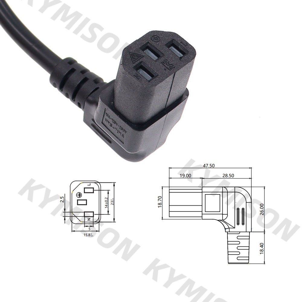C14 สายเคเบิลต่อขยายพาวเวอร์ เป็น C13 มุมขวา ซ้าย ขวา IEC320 PDU UPS AC 10A 250V 25 ซม. 60 ซม. ราคา ถูกที่สุด ดีลบีเคเค แกลเลอรีภาพที่ 8