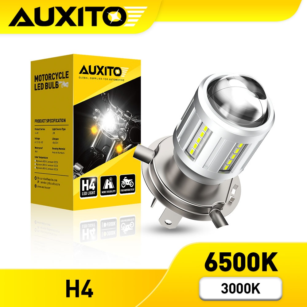 AUXITO 1PCS Dual สี H4 LED ไฟหน้าสําหรับรถจักรยานยนต์ 3000K สีเหลือง 6500 สีขาว 12V Canbus