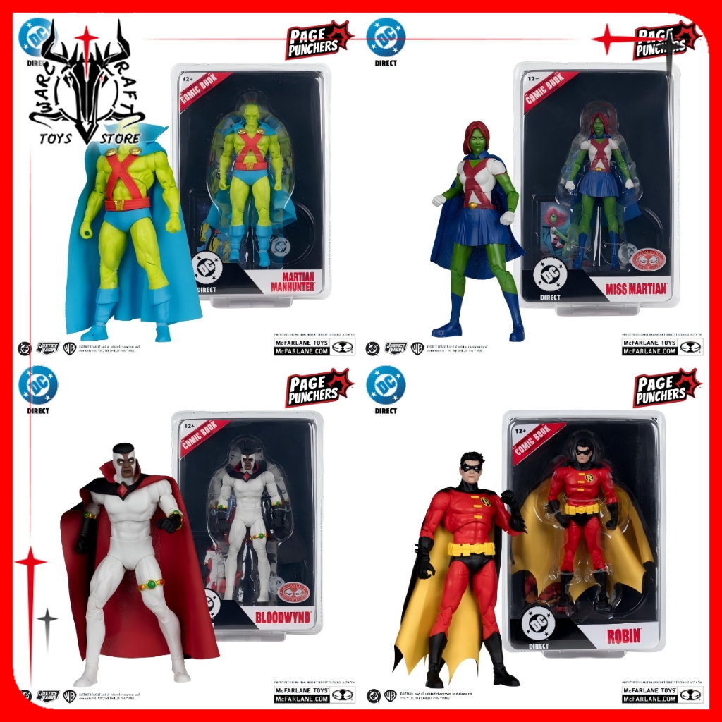 [มีในสต็อก]ของเล่น McFarlane Robin, Martian Manhunter, Miss Martian, Bloodwynd 7 นิ้ว Action Figure