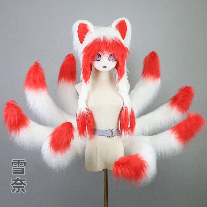 Daji Nine-Tailed Fox Tail Faux Fur - ของแต่งกายคอสเพลย์สำหรับตัวละคร LOL Ahri