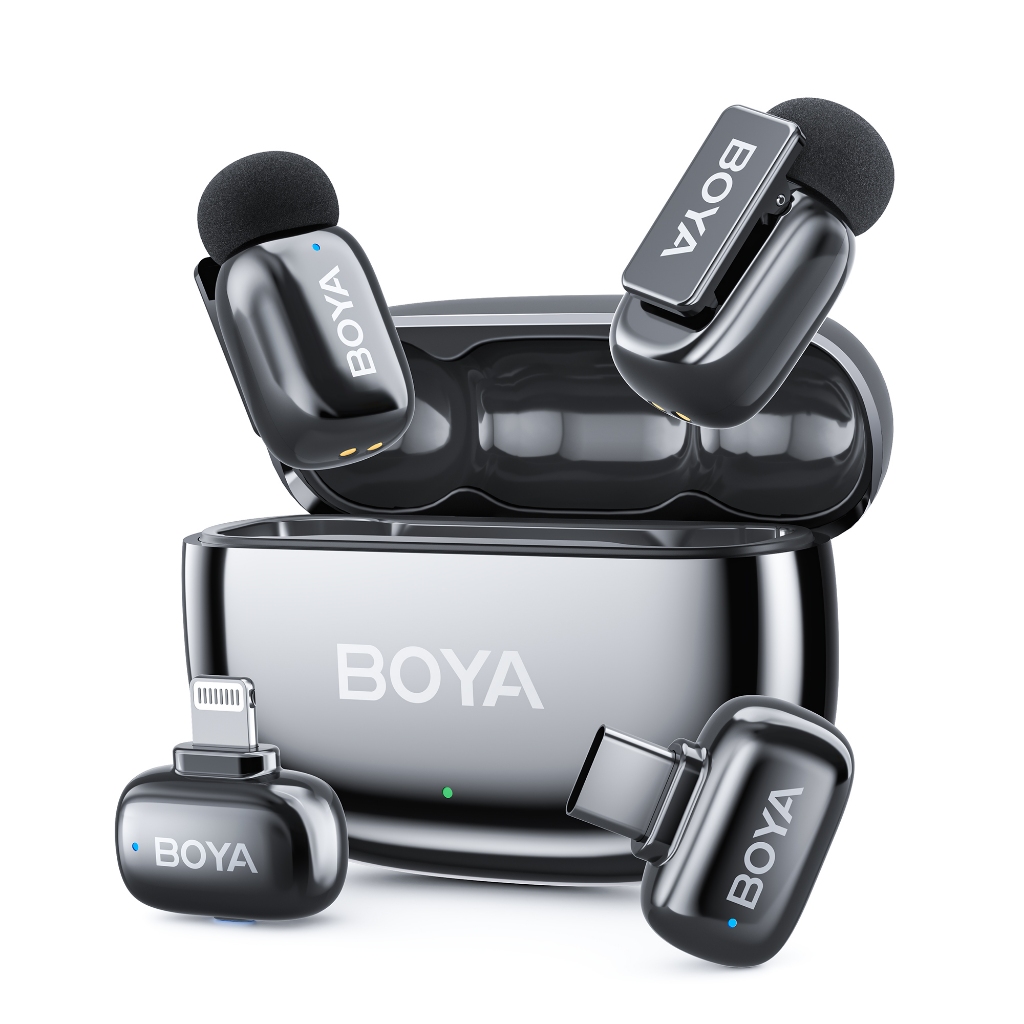 BOYA mini 2 ไมโครโฟนไร้สายปก AI Noise Cancellation Super mini Mic สําหรับ Vlogging