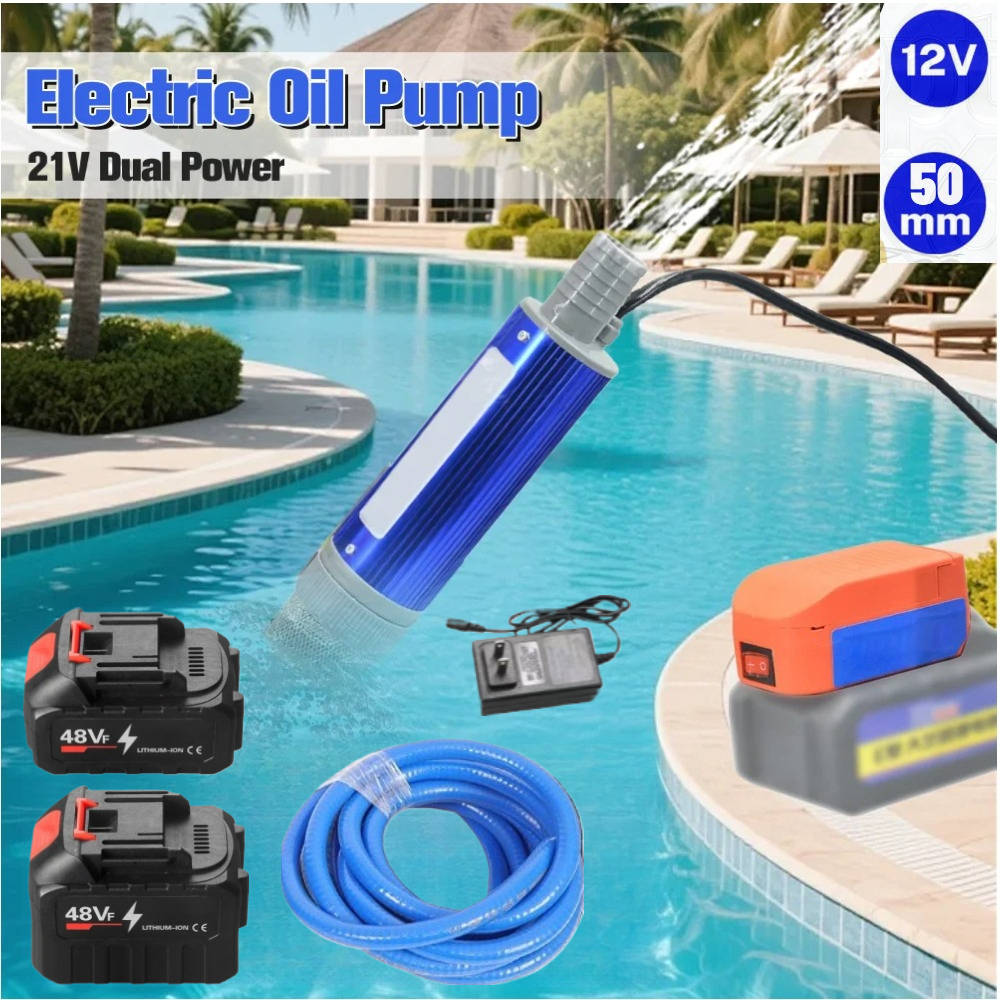 ปั๊มน้ําไฟฟ้าแบตเตอรี่ลิเธียมแบบพกพา 2-in-1 – 40-60L/min Submersible Diesel/ปั๊มน้ําสําหรับแบตเตอรี่ 21V for Makita/ OSUKA /MASARU (ไม่รวมแบตเตอรี่)