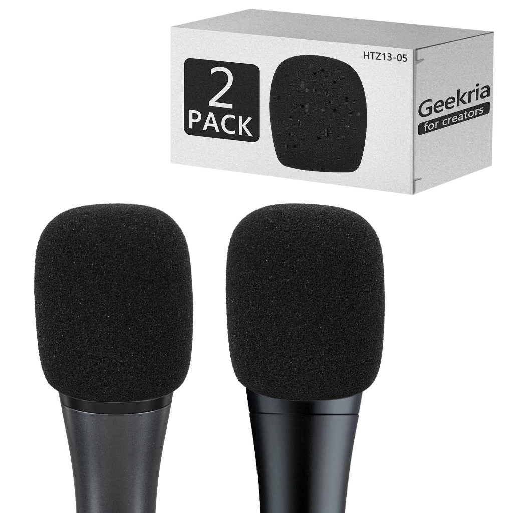 กระจกโฟม Geekria เข้ากันได้กับ Sennheiser E935, E945, E835, E845-S ไมโครโฟน, ฝาครอบลมไมค์ (สีดํา / 2
