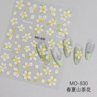 สติกเกอร์ติดเล็บ ลายดอกทิวลิป 5D สีรุ้ง กระต่ายน้อยน่ารัก ดอกไม้ ดาว แสงดาว แบบนูน
