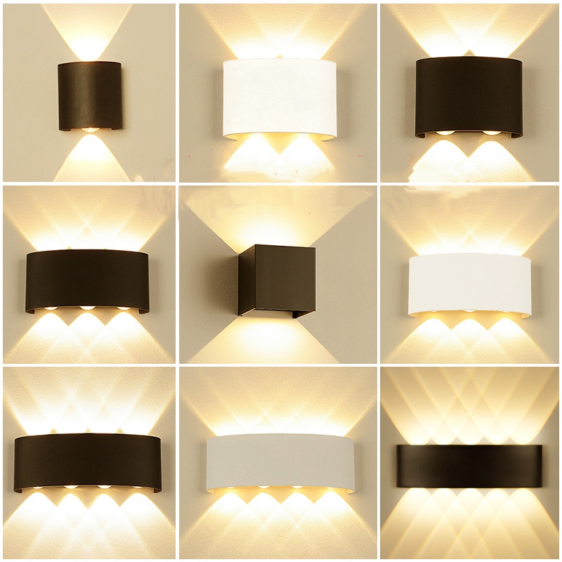 โคมไฟติดผนัง LED IP65 โคมไฟติดผนังกันน้ํา ระเบียงอลูมิเนียมง่าย โคมไฟกลางแจ้ง 2W/4W/6W/8W/10W ในร่มบันไดสําหรับห้องนอนห้องนั่งเล่น Corridor Wall Decor โคมไฟสวนแสง