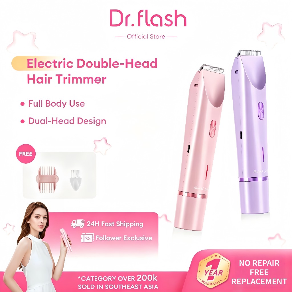 Dr.Flash เครื่องกำจัดขนไฟฟ้า 2-in-1เครื่องกำจัดขน เครื่องกำจัดขนสตรี ไฟฟ้า กำจัดขนง่าย เช่น รักแร้ บิกินี่ ขาหนีบ อื่นๆ สะดวก รักแร้ ใบหน้า ขนขา