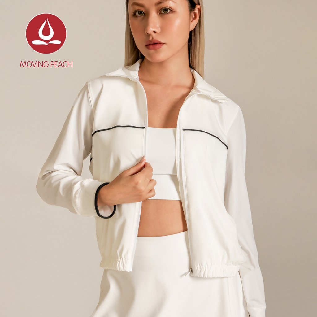 MOVING PEACH ผู้หญิงเสื้อกีฬา น้ำหนักเบากันUV UPF 50+, ดีไซน์คลายแจ็คเก็ต เหมาะสำหรับการวิ่งกลางแจ้ง